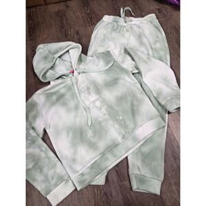 LOTUS ACTIVE BY SEVEN Women's Light Green Hoodie Jogger Pants Sweat Set Medium